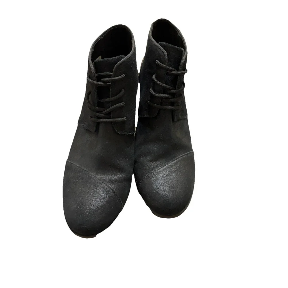 TOMS Hyde Multi Color Glitter Wedge  Womens Black Casual Boots Easter Grad Wedng